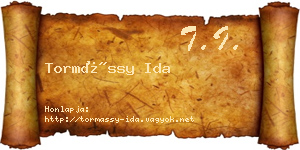 Tormássy Ida névjegykártya