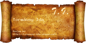 Tormássy Ida névjegykártya